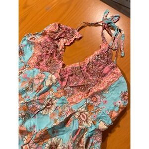 NEW Floral Halter Tie Neck Plunge‎ Cupshe Sleeveless Mini Dress Sundress M Boho